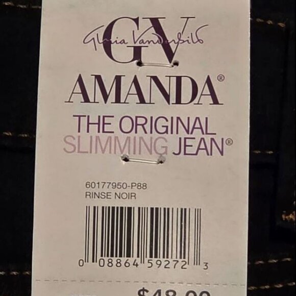 Petite Gloria Vanderbilt Amanda Classic Jeans Color: Rinse Noir Size: 14 PETITE - Picture 4 of 4